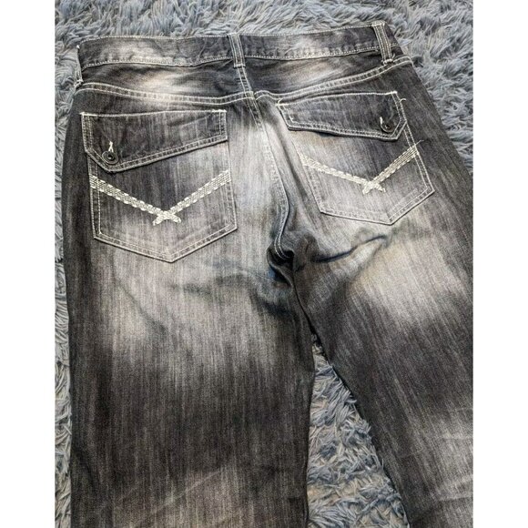 Ecko Unlimited Jeans Mens Size 32x32 Hang 'Em High Relaxed Fit Faded Dark Denim - Picture 3 of 8
